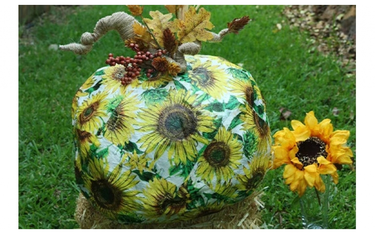 Decoupage Pumpkin with CelluClay & Rigid Wrap